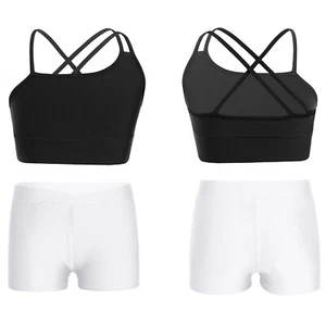 Kid Girl 2 Pieces Athletic Dance Outfits Sport Tank Top and Shorts Set Swimsuit - Picture 1 of 158