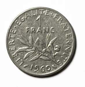 1960 France, 1 Franc, Signature "O. Roty" Nickel, KM#925.1 - Picture 1 of 2
