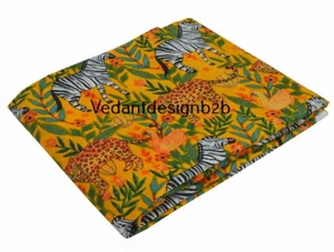 5 Yard Indian Cotton Multicolor Fabric Block Animal Print Dressmaking Fabric - Picture 1 of 9