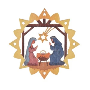 Pinnacle Peak Trading German Wood Coloful Nativity Ornament 6 Piece Set 2.3 Inch - Picture 1 of 1