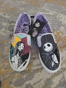 Pesadilla antes de Navidad damas talla 7.5 zapatos sin cordones Jack and Sally nuevos con etiquetas - Imagen 1 de 3