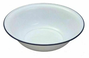 Falcon 30cm Enamel Wash Basin Washing Up Large Bowl White Faench /Chipped Bottom - Picture 1 of 4