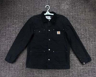 Carhartt Jacket Mens Large Black Canvas Work In Progress Michigan Chore Coat - Image 1 of 4