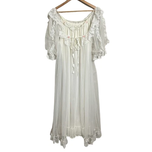 De Colección Tosca Lencería Negligee Peignoir Juego de 2 piezas Blanco Boudoir Novia EE. UU. M/L Bata Foto 1 de 4