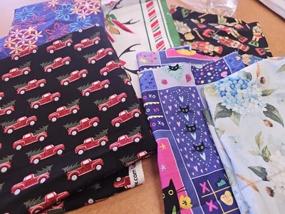 2  Yd Lot Quilting Cotton Fabric  Quilt Sold Truck Cats  Bolt End  - Image 1 of 3