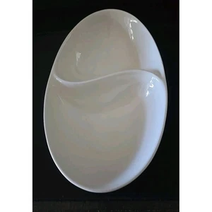Divided Serving Dish Condiment Nut Candy Relish Appetizer Bowl White - Picture 1 of 4