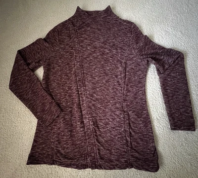 Bass womens jacket/sweater M burgundy heather front crosszip LS casual - Image 1 of 4