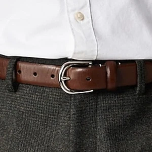 J.CREW Men Leather Round Buckle Dress Belt in Maple Size 30 - Picture 1 of 4