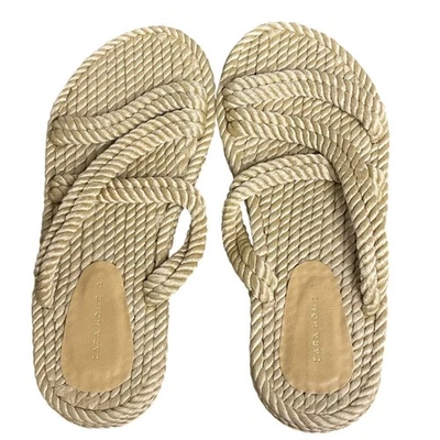Sandalias Zara Home Cuerda Crema Tostado Talla 39 (UE) Náuticas Foto 1 de 4