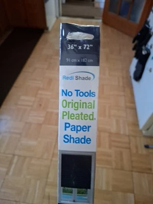 No Tools Original Blackout Pleated Paper Shade Black, 36 in x 72 in - Image 1 of 4