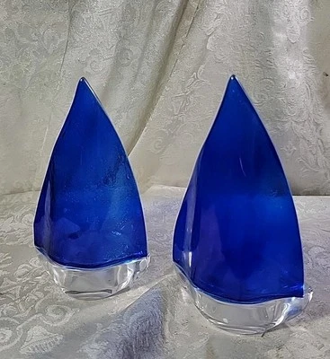 Yankee Candle - BLUE SAIL BOAT - Juego de 2 soportes de luz de té de vidrio nuevos con etiquetas - muy buen estado Foto 1 de 4