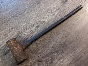 Antique Hand Made Iron Hammer 17" 5 lb Metal Handle - Picture 1 of 12