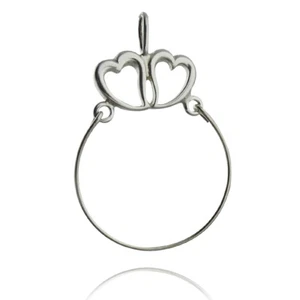Two Hearts Charm Holder Pendant - 925 Sterling Silver - Add Charms Display Gift - Picture 1 of 4