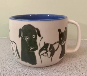 Anthropologie Dog Person Ceramic Mug Cobalt & Cream - Picture 1 of 8