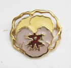 Złota żółto-czerwona metalowa kwiatowa biżuteria przypinka broszka okrągły kształt 1,5" x 1,5" BB730