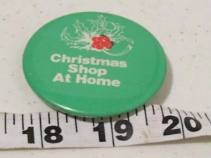 OLD CHRISTMAS SHOP AT HOME PIN PINBACK HAT JACKET PIN BUTTON - Picture 1 of 1