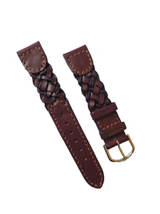 CINTURINO OROLOGIO HIRSCH 18MM MARRONE CAMBRIDGE PELLE E COTONE, FIBBIA ORO. - Foto 1 di 8