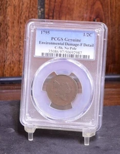 1795 Half Cent C-5b No Pole - PCGS Fine Detail Environmental Damage (#58365-L) - Picture 1 of 12