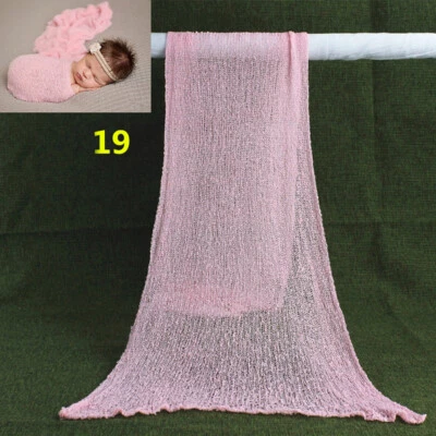 Newborn Photography Props Blanket Soft Cotton Stretch Solid Color Wrap Photo Kid - Image 1 of 4