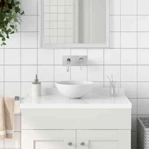 NNEVL Bathroom Sink Ceramic Matt White Round - Picture 1 of 6