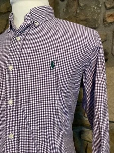 Vestido informal Ralph Lauren para hombre ajuste personalizado a cuadros L/S camisa de algodón talla L púrpura - Imagen 1 de 7