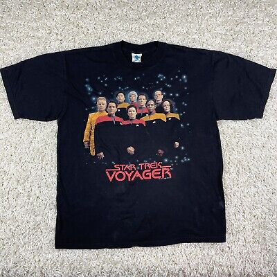 Vintage 1995 Tour Champs Star Trek Voyager Black Single Stitched T Shirt X Large • 44.95€