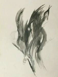 Original 9" x 12" "Angelheart" Abstract artwork ~Lori Clark Graphite Drawing Now - Picture 1 of 6
