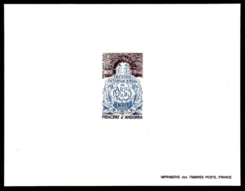 Fr. Andorra, 1981, Sc. #292, Intl. Década de agua potable, prueba de lujo, MNH. Foto 1 de 1