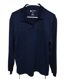Haggar Navy Long Sleeve Polo Stretch 100% Polyester Pre-Owned Medium - Picture 1 of 3