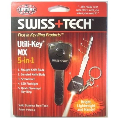 Swiss+Tech ST66685 Utili-Key MX 5-in-1 Key Ring + Flashlight Multi-Function Tool