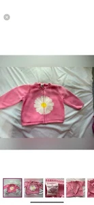 Gymboree Girls Size 2T Hot Pink Daisy Zip Up Cardigan Sweater - Picture 1 of 5