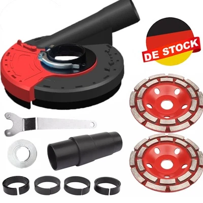 MARKENLOS Absaughaube für Winkelschleifer + 2 x Diamantschleiftopf Ø 125 mm Estrich Beton’
