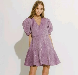 Endless Rose Textured Mini Dress Womens Large NEW Fairy Fairycore Grad Lilac  - Bild 1 von 14