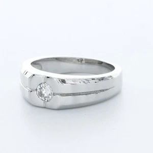 1/3 Carat D VS2 Round Cut Natural Certified Diamond 950 Plat. Classic Men's Ring - Picture 1 of 3
