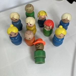 Vintage Fisher Price Little People Wood Body Lot Of 10 - Picture 1 of 2