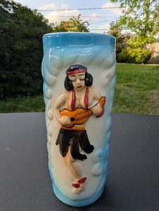 Taza Tiki Marinero Jerry Ron Especiado Hula Niña Pintada a Mano Azul 1 Taza - Imagen 1 de 10