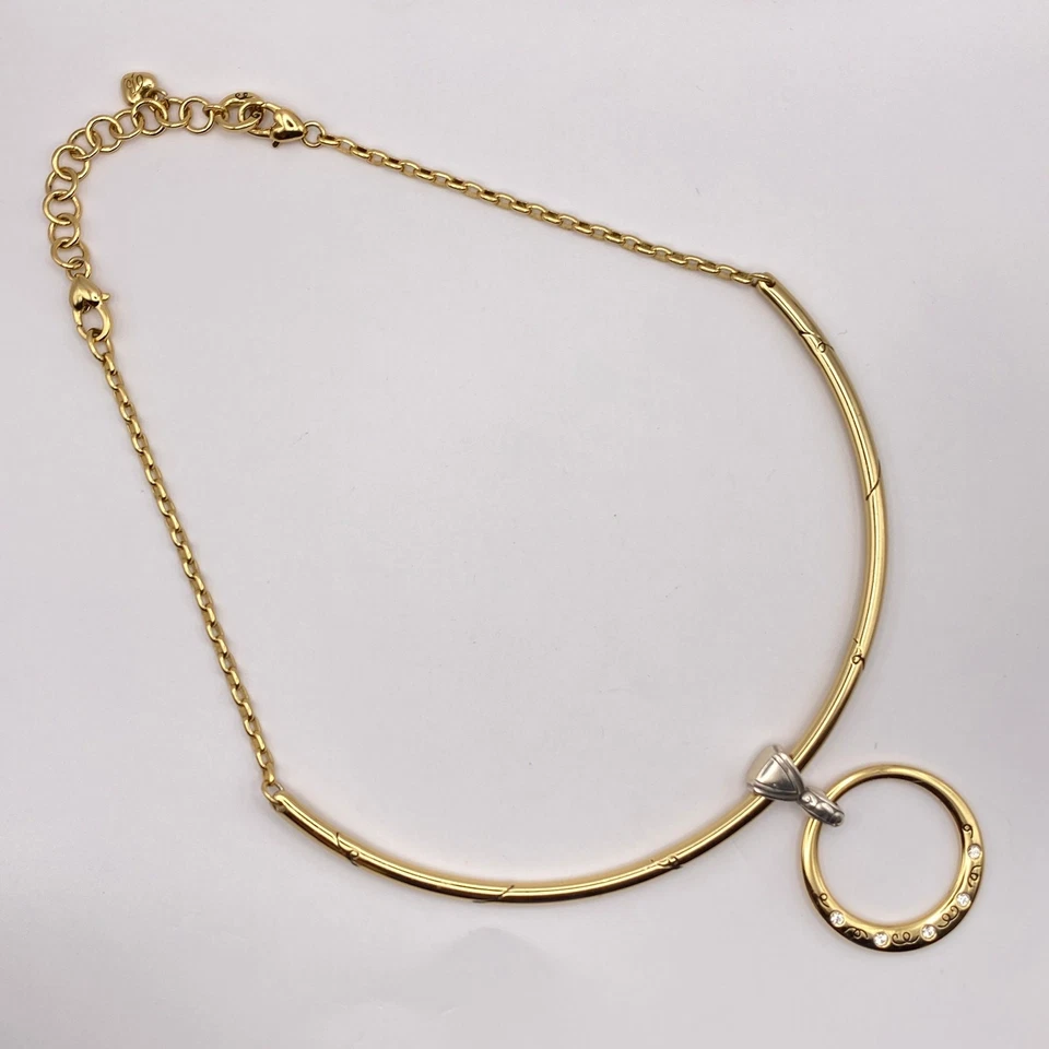 Подписанный BRIGHTON Covet‎ золото и серебро покрытием ожерелье воротник ошейник кристалл мод - Изображение 1 из 4