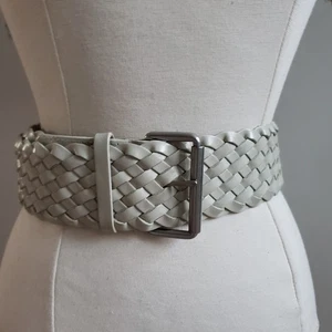 GAP Leder Flechtgürtel Damen M beige silberne Schnalle Vintage - Bild 1 von 6