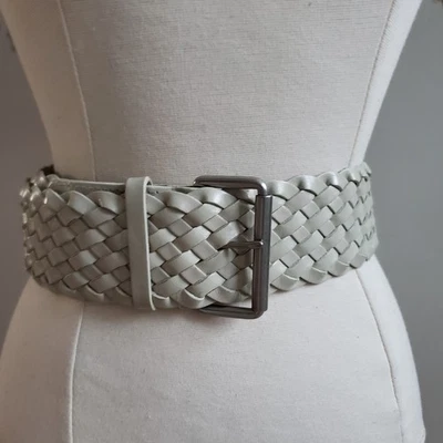 Cinturón trenzado de cuero GAP para mujer M beige plateado hebilla vintage Foto 1 de 4