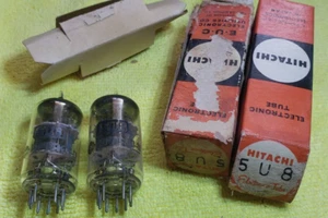 Pair of 1960 NOS Hitachi  5U8  Vacuum Tubes, Rectangular Getter - Picture 1 of 7