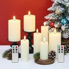 Eywamage Ivory Flat Top Flameless Pillar Candes with Remote, Real Wax Flicker...