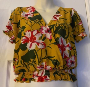 One Clothing Multicolor Floral Tropical Wrap Blouse Medium - Picture 1 of 5