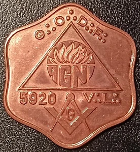 Freemasonry - Token Presence Paris 16, Street Cadet Godf 5920 (1920) New - Picture 1 of 2