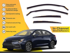 Wind Deflectors In Channel For Toyota Corolla 2018-up Sedan Visors Rain Guard - Picture 1 of 13