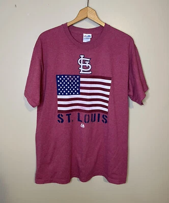 Camiseta Majestic St Louis Cardinals Holliday #7 bandeira patriótica vermelha tamanho grande E4 - Imagem 1 de 4