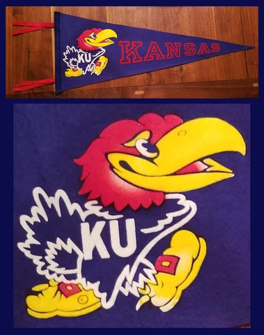 VINTAGE University of Kansas Jayhawks Football Pennant! WOW! Cover