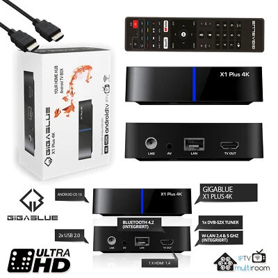 ►GigaBlue UHD X1 Plus 4K Android 10 IPTV/OTT 1x DVB-S2x + Media Streamer WLAN ♻️ - Bild 1 von 4