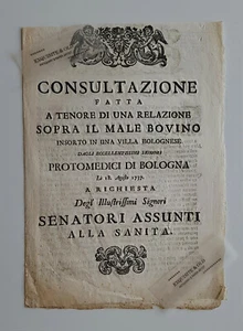 1737 Consultazione Male Bovino Bologna Rinder Gesundheit Dokument Putto Engel - Picture 1 of 3