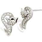 0.10Ct Cubic Zirconia Fox Tail Studs in 14K White Gold Plated Silver X-mas Gift