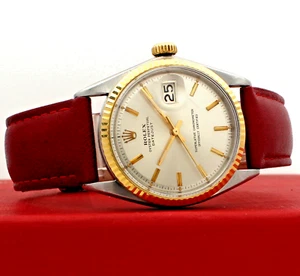Vintage ROLEX Oyster Perpetual Datejust 36mm Silver Dial White Gold and Steel - Picture 1 of 5